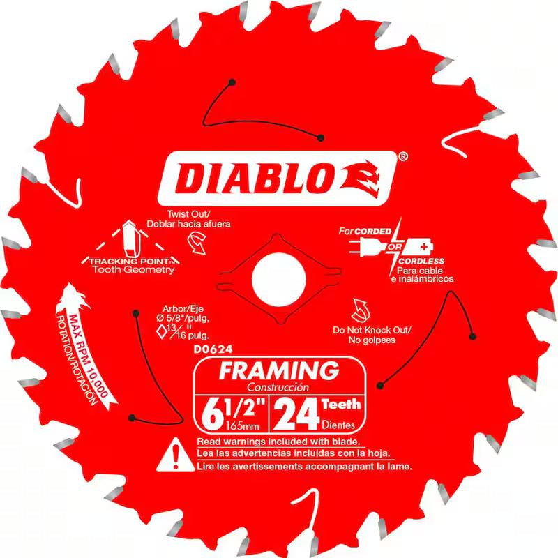 6-1/2in. 24-Teeth Framing Circular Saw Blade for Wood Q622