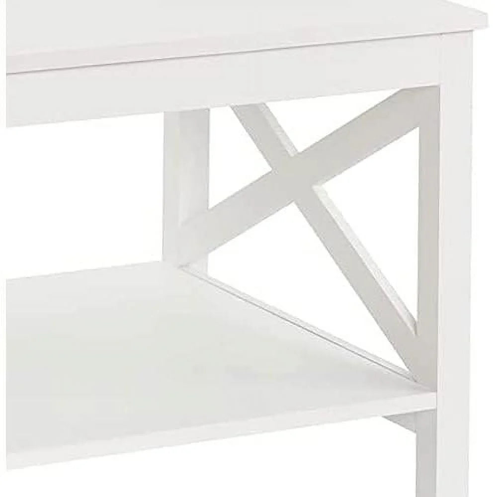 White Wood Coffee Table with Shelf D29506