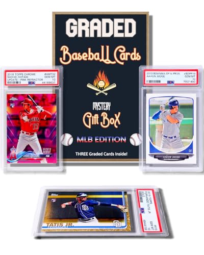 Three Graded Baseball Cards Gift Box A38055