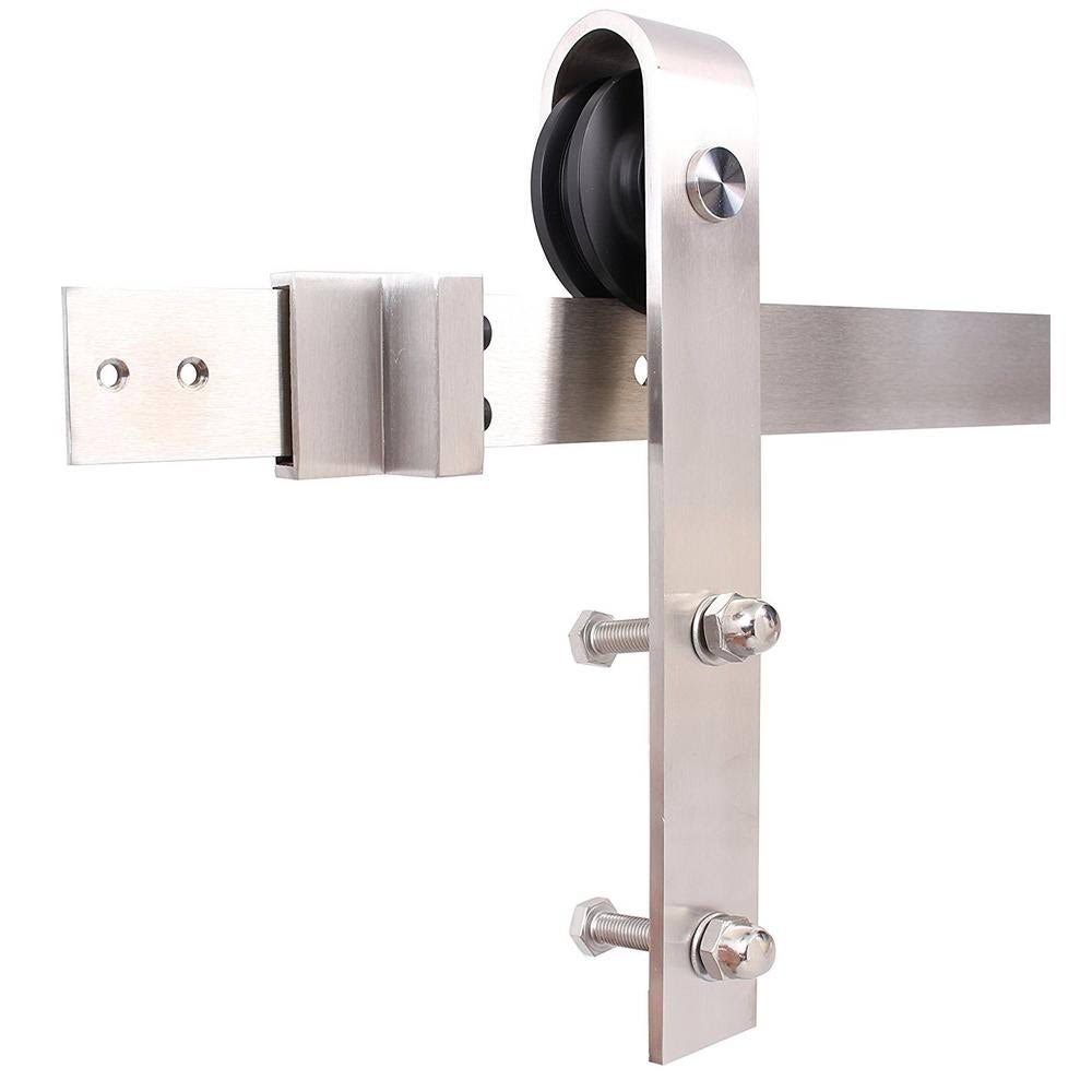 36 in. x 84 in. Gray Stained Knotty Pine Wood Interior Sliding Barn Door with Hardware Kit I1038