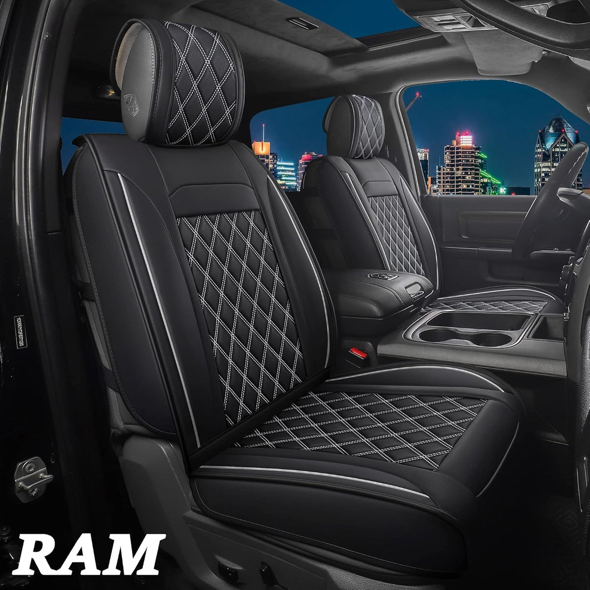 Waterproof Synthetic Leather Seat Covers 5PCS Full Set Black Brown F5261