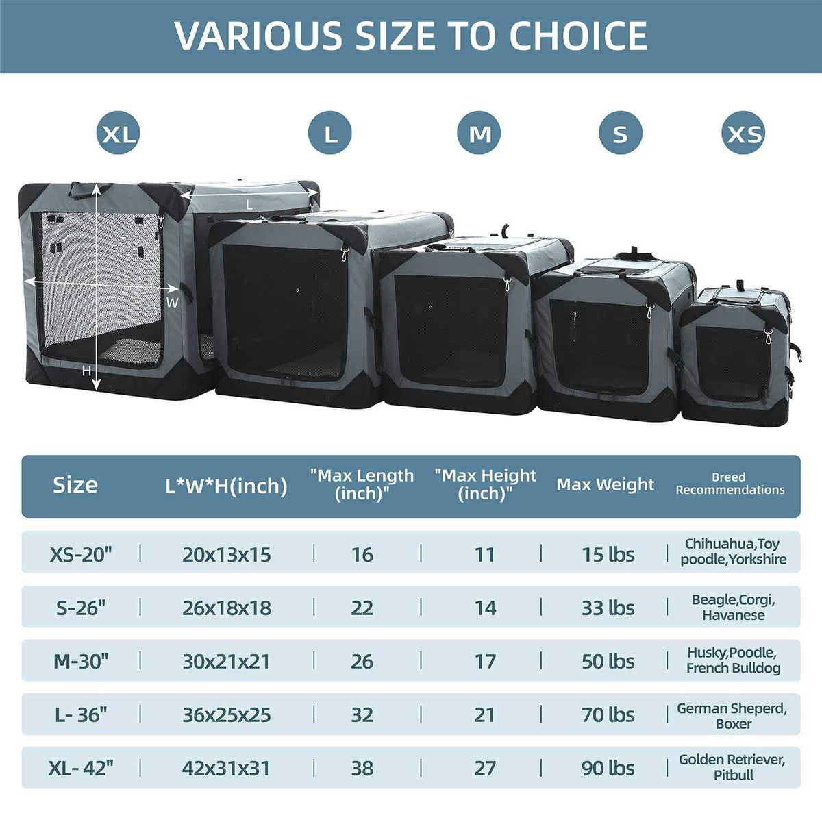 Collapsible 4-Door Soft Dog Crate R627