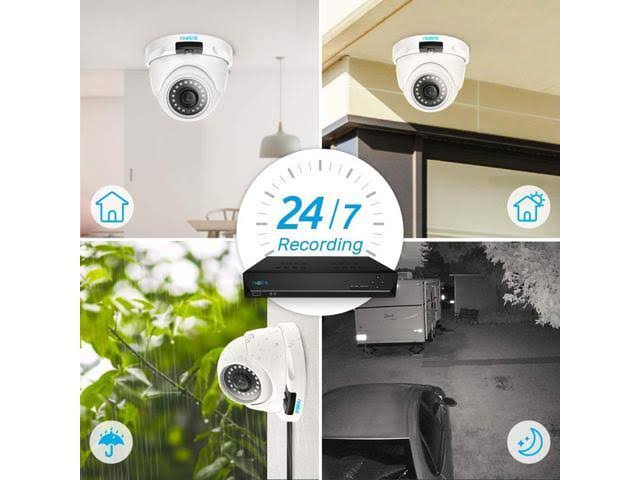 8CH 4MP PoE Home Security Camera System, 4X 1440p HD Outdoor Dome IP Cameras, 2TB HDD NVR H413