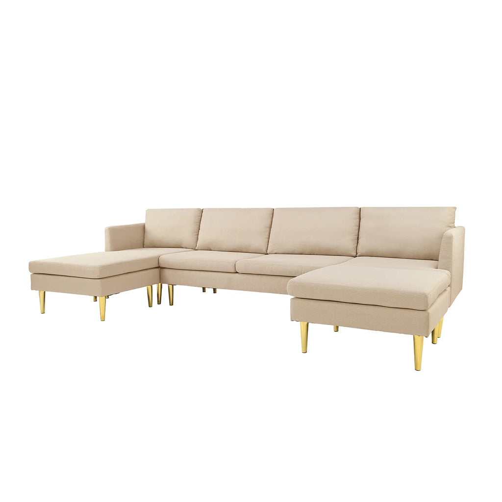 Modern Convertible Polyester Sectional Sofa with Ottoman C30458