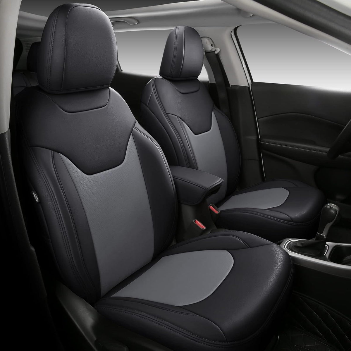 Black Faux Leather Car Seat Covers Full Set for Jeep Cherokee U373