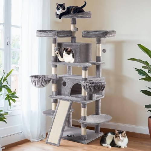 Beige Multi-Level Cat Tree with Sisal Scratching Posts M260031