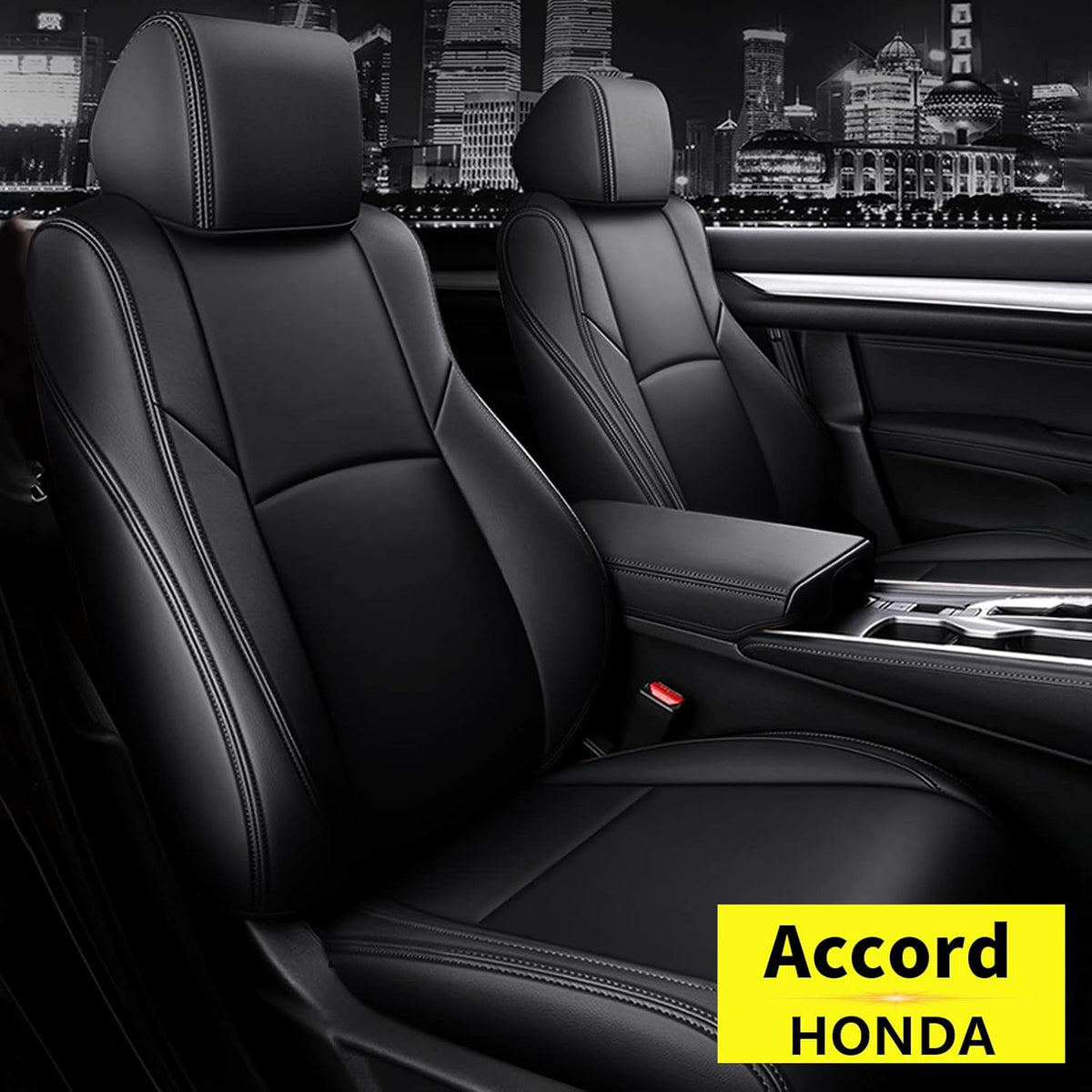 Faux Leather Car Seat Covers Full Set Black U891