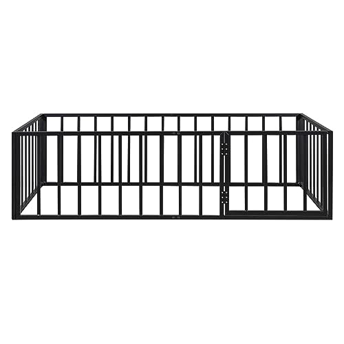 Full Montessori Floor Bed with Door (Black) L477442