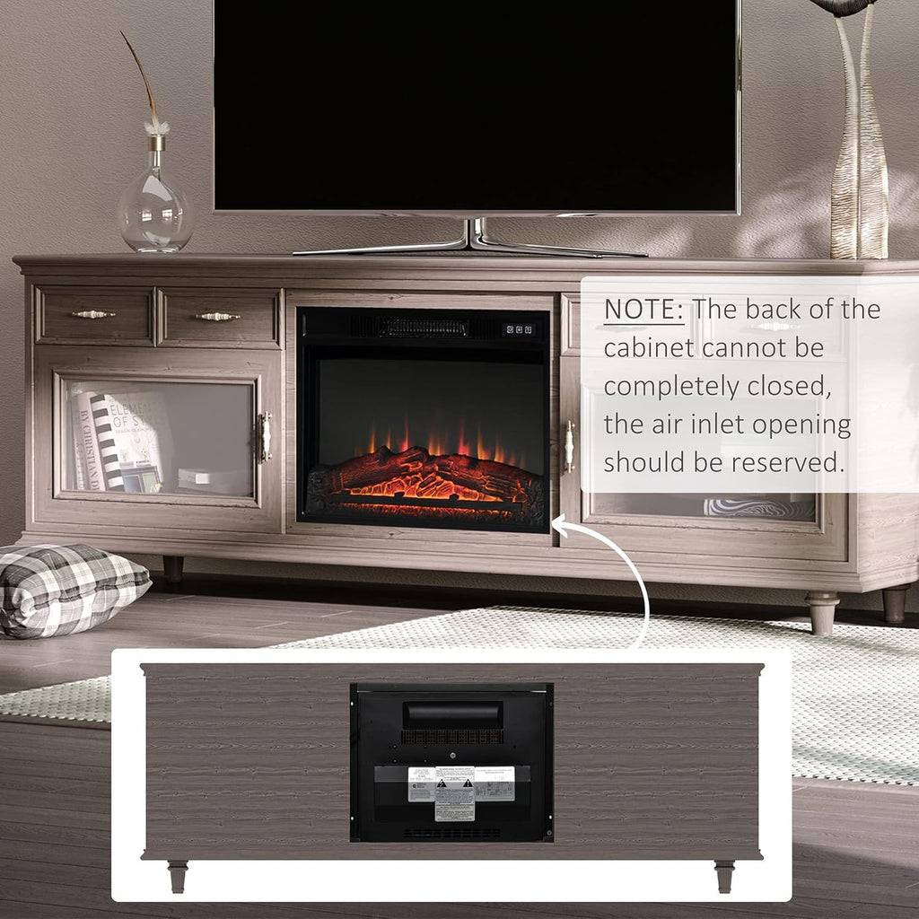 23 Electric Fireplace Insert with Adjustable Brightness, 1400W, Black L312