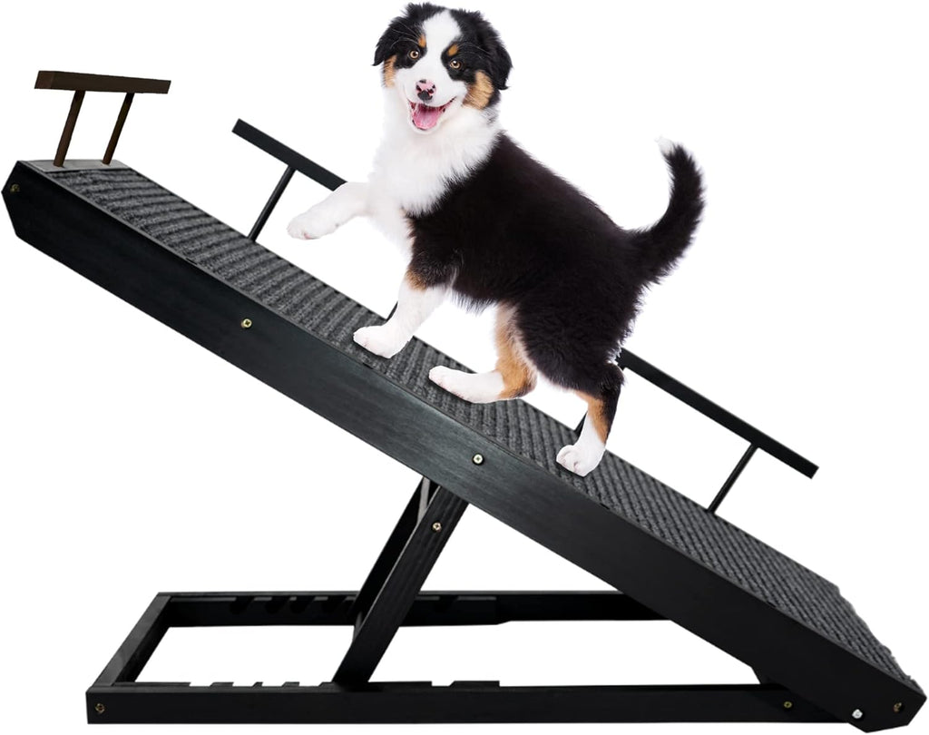 Adjustable Pet Ramp with Non Slip Traction Mat, Safety Side Rails, Black, Pack of 2 V924044