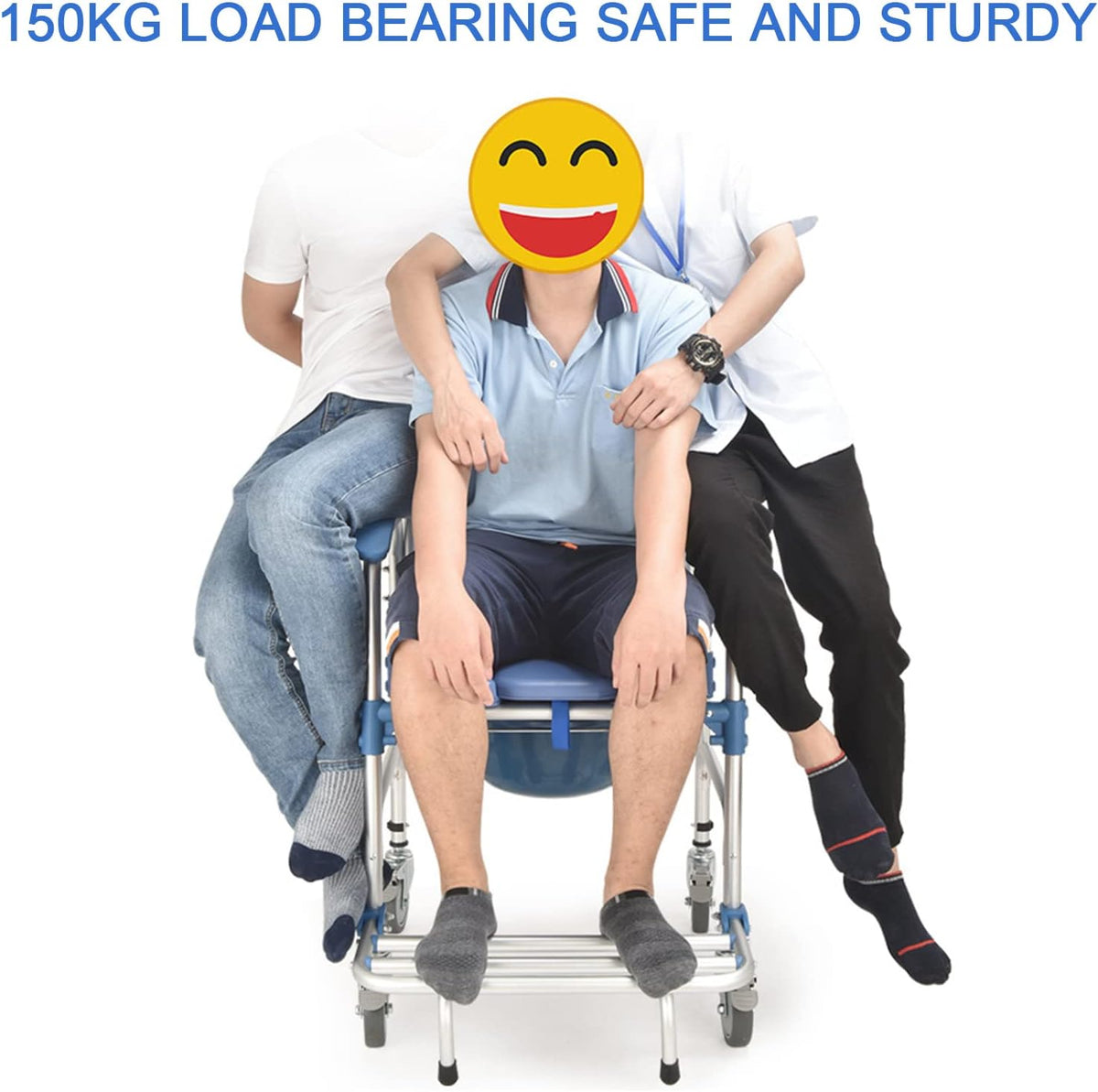 Rolling Showerchair with Built-in Toilet, 4 Wheel Brakes N297