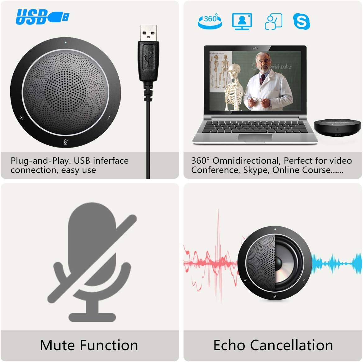 USB Speakerphone Microphone for Conference Call E361192