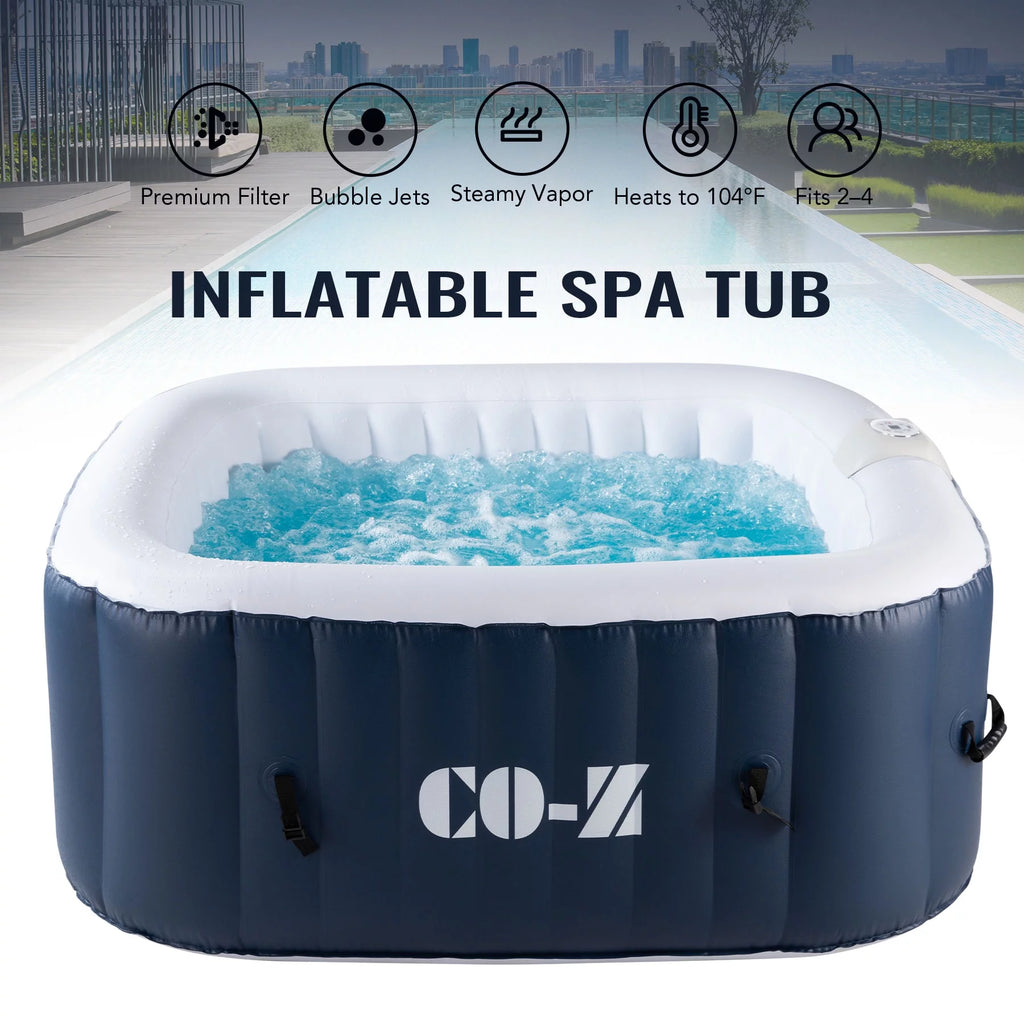 6x6ft PVC Inflatable Spa Tub with Heater & 120 Massaging Jets W81870