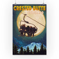 Ski Lift and Full Moon Giclee Gallery Print S40013