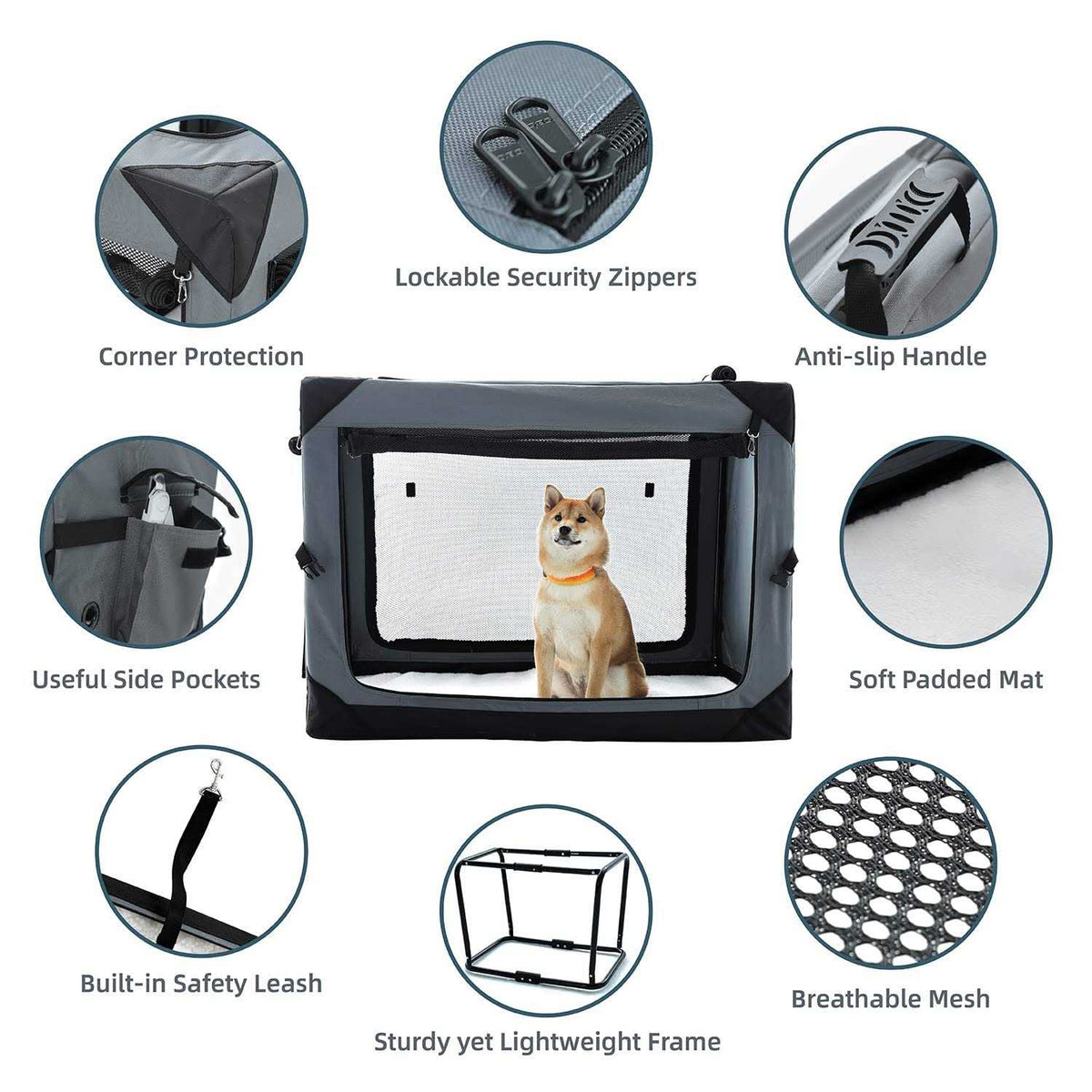 Collapsible 4-Door Soft Dog Crate R627