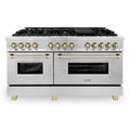 60 Inch Dual Fuel Range in Stainless Steel with Gold Accents P51677