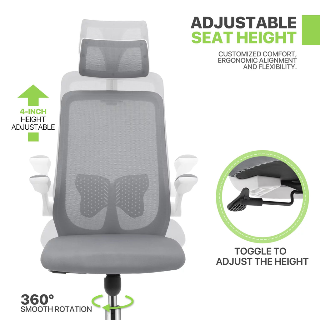 Grey Ergonomic High Back Office Chair with Armrest G12537