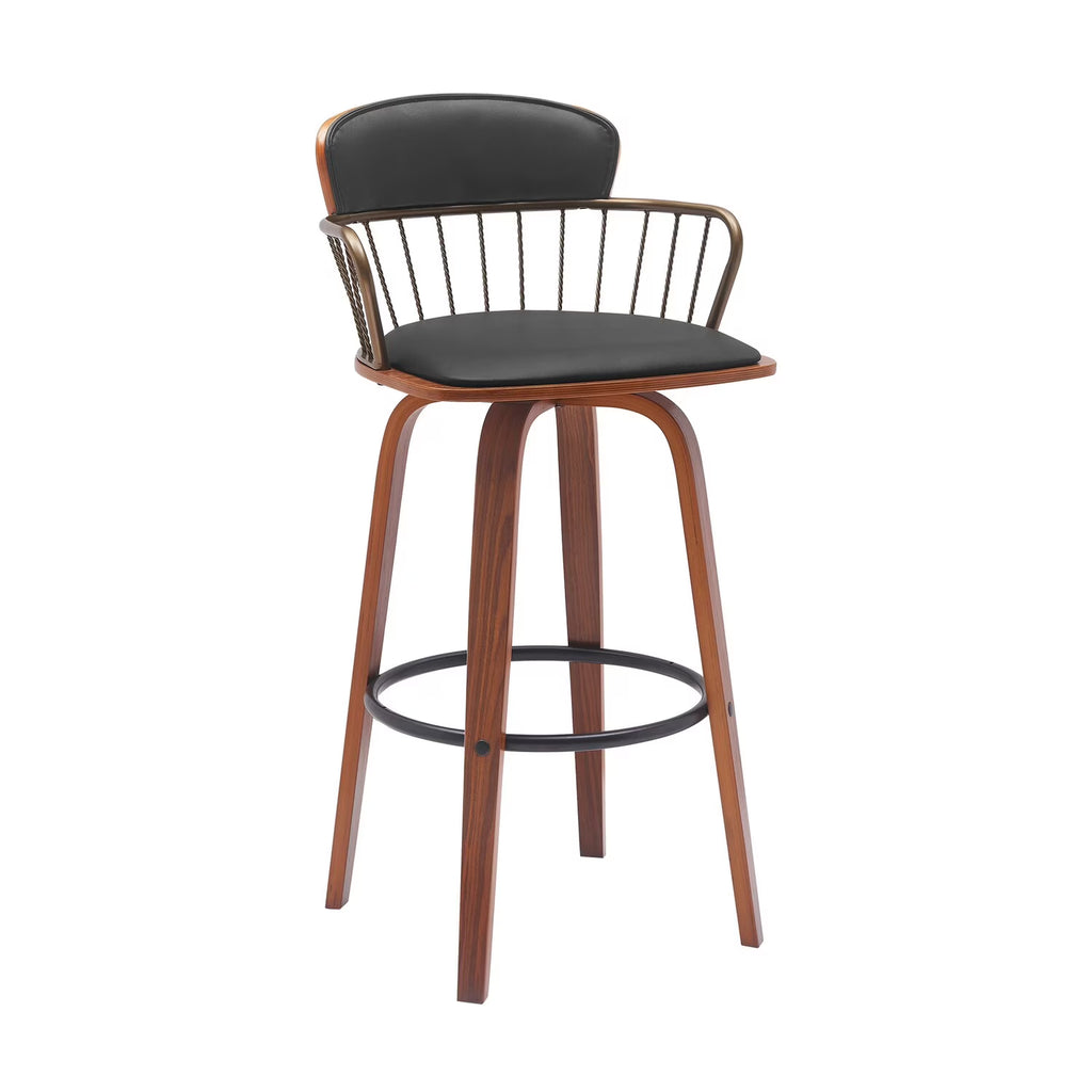 Black Faux Leather Barstool Chair L196