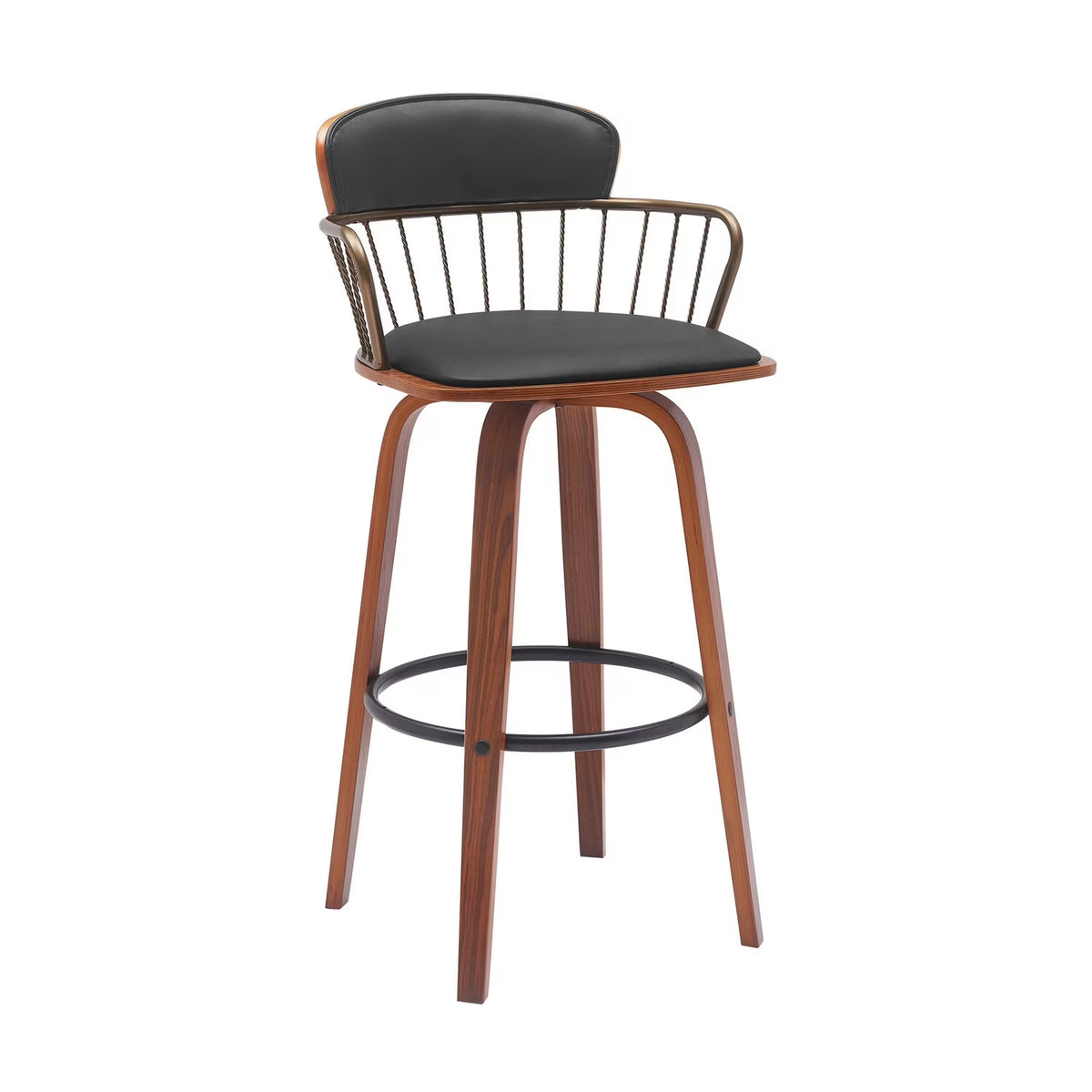 Black Faux Leather Barstool Chair L196