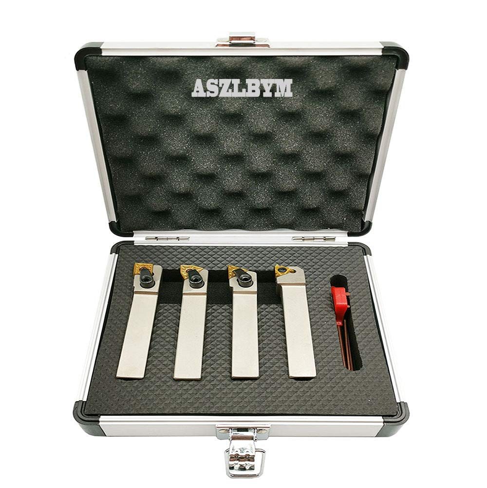 5/8'' inch CNC Lathe Indexable Turning Tool Holder with Nickel Plated, Tin Coated Carbide Turning Inserts G7437
