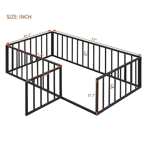 Full Montessori Floor Bed with Door (Black) L477442