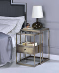 2 Piece Nesting Tables Set Antique Brass Clear Glass B3265