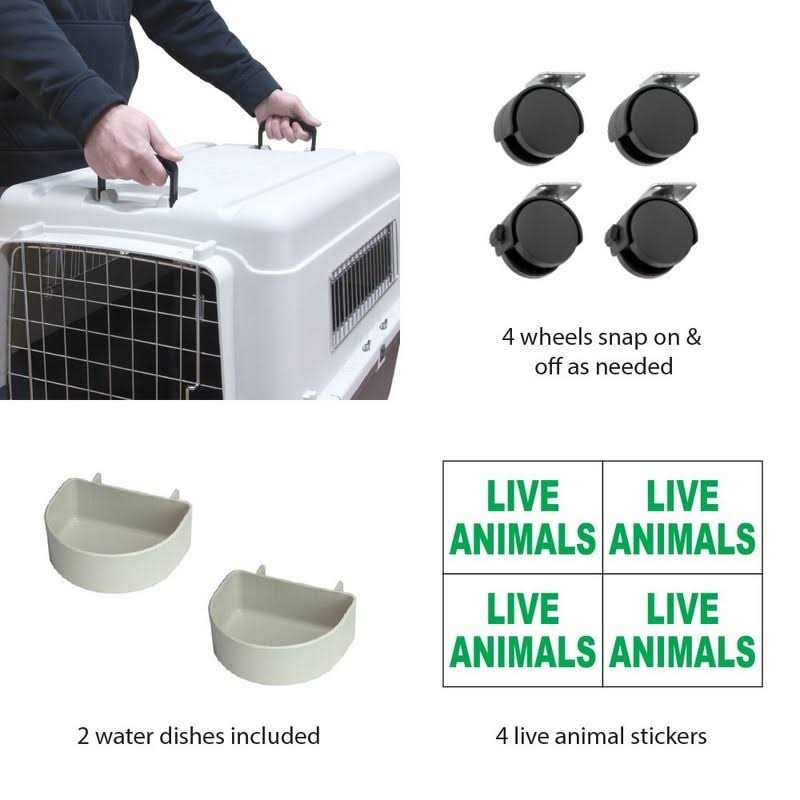 Plastic Kennels Rolling Plastic Wire Door Travel Dog Crate P457