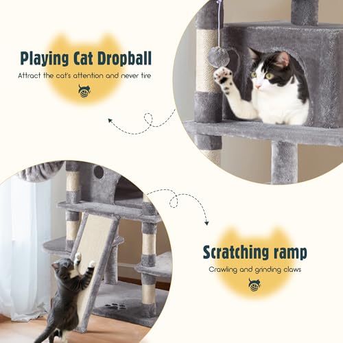 Beige Multi-Level Cat Tree with Sisal Scratching Posts M260031