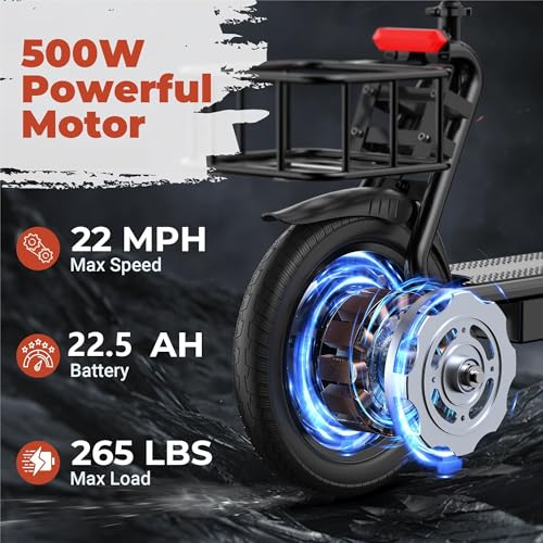 500W Electric Scooter with Seat, 14'' Tires, Foldable X31010