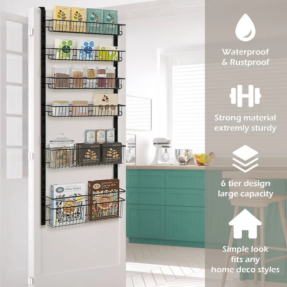 6-Tier Adjustable Metal Over The Door Pantry Organizer E961678