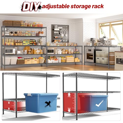 55.5" W 5 Tier Metal Shelving Unit Y481246