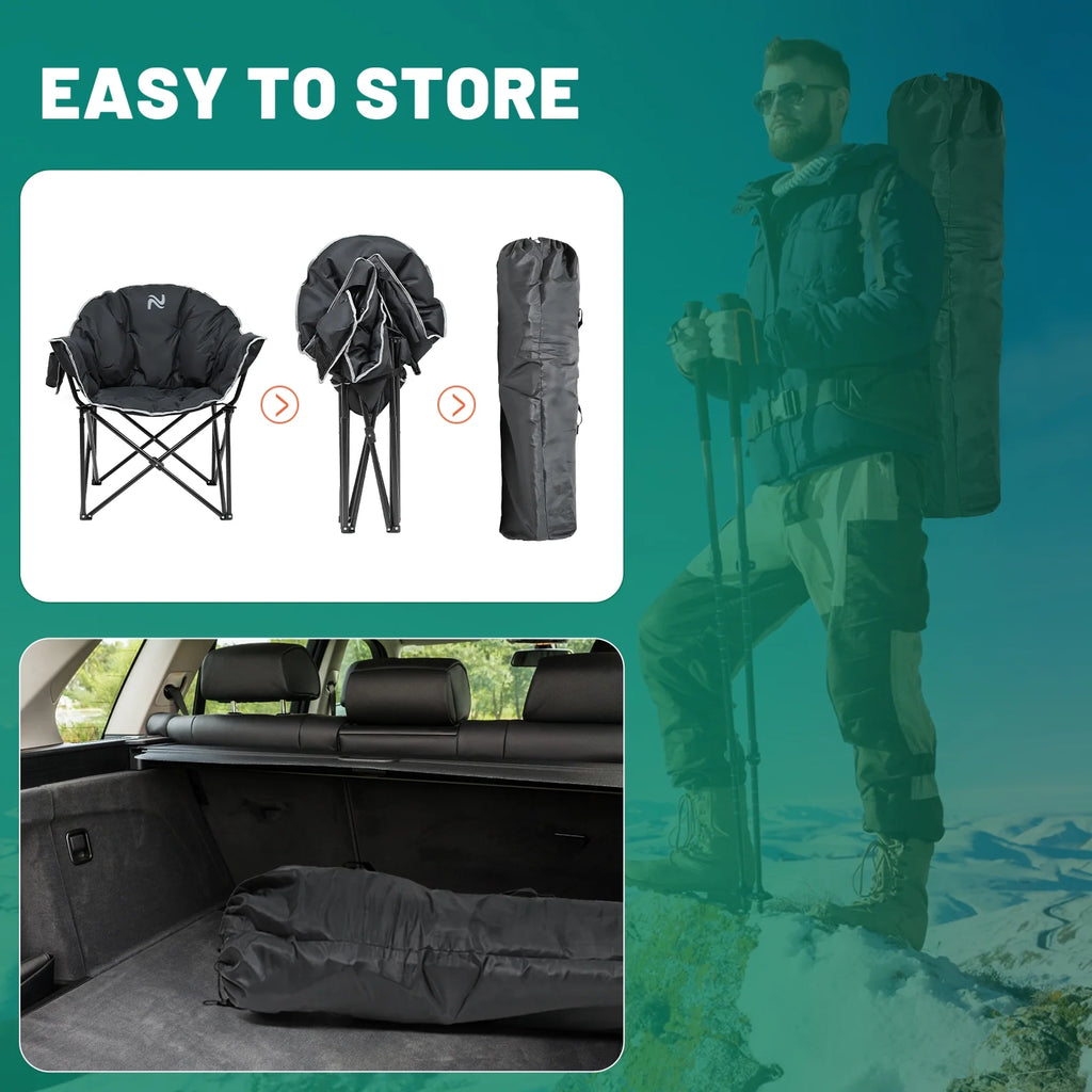 Oversized Folding Camping Chair with Cup Holder & Carry Bag H163347