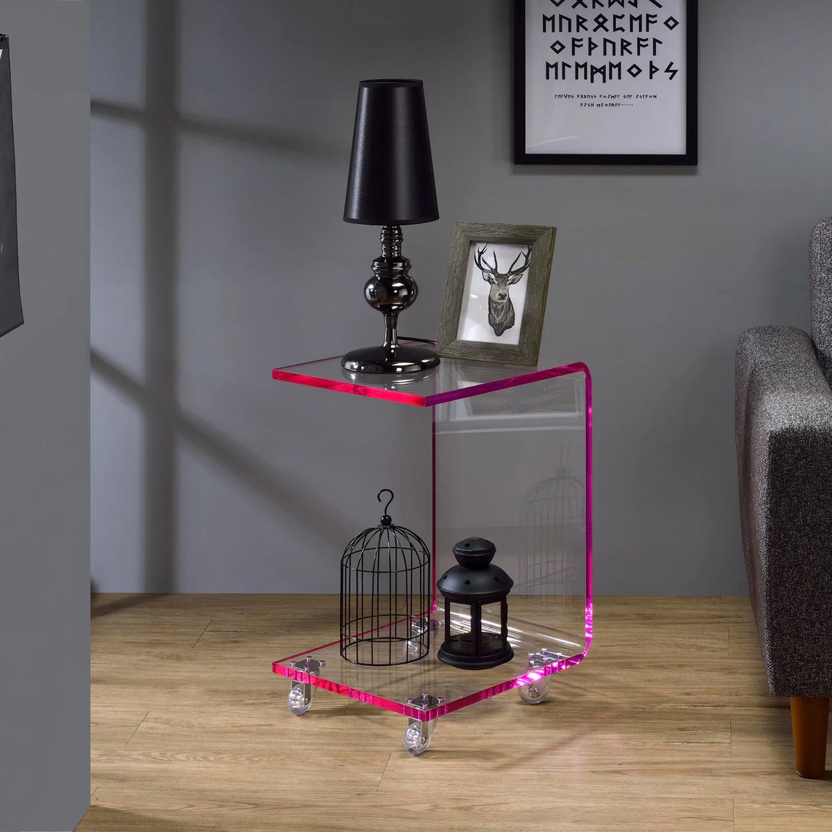 Clear Lucite and Acrylic Accent Table F76487