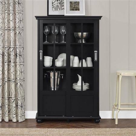 Red Bookcase with Sliding Glass Doors X308162