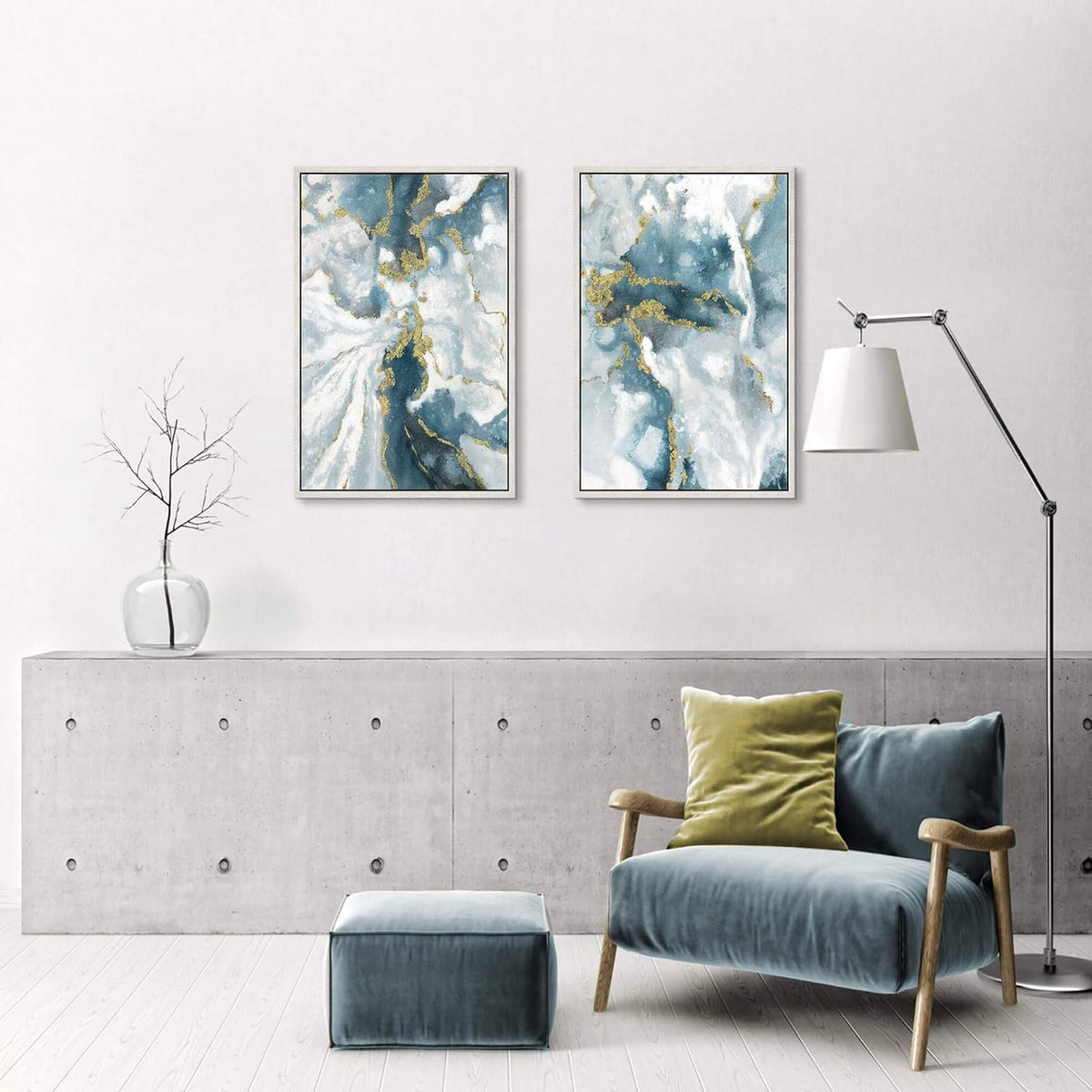 Abstract Wall Art Canvas Framed Picture Painting, 24''W x 36''H x 2 PCS Z559439