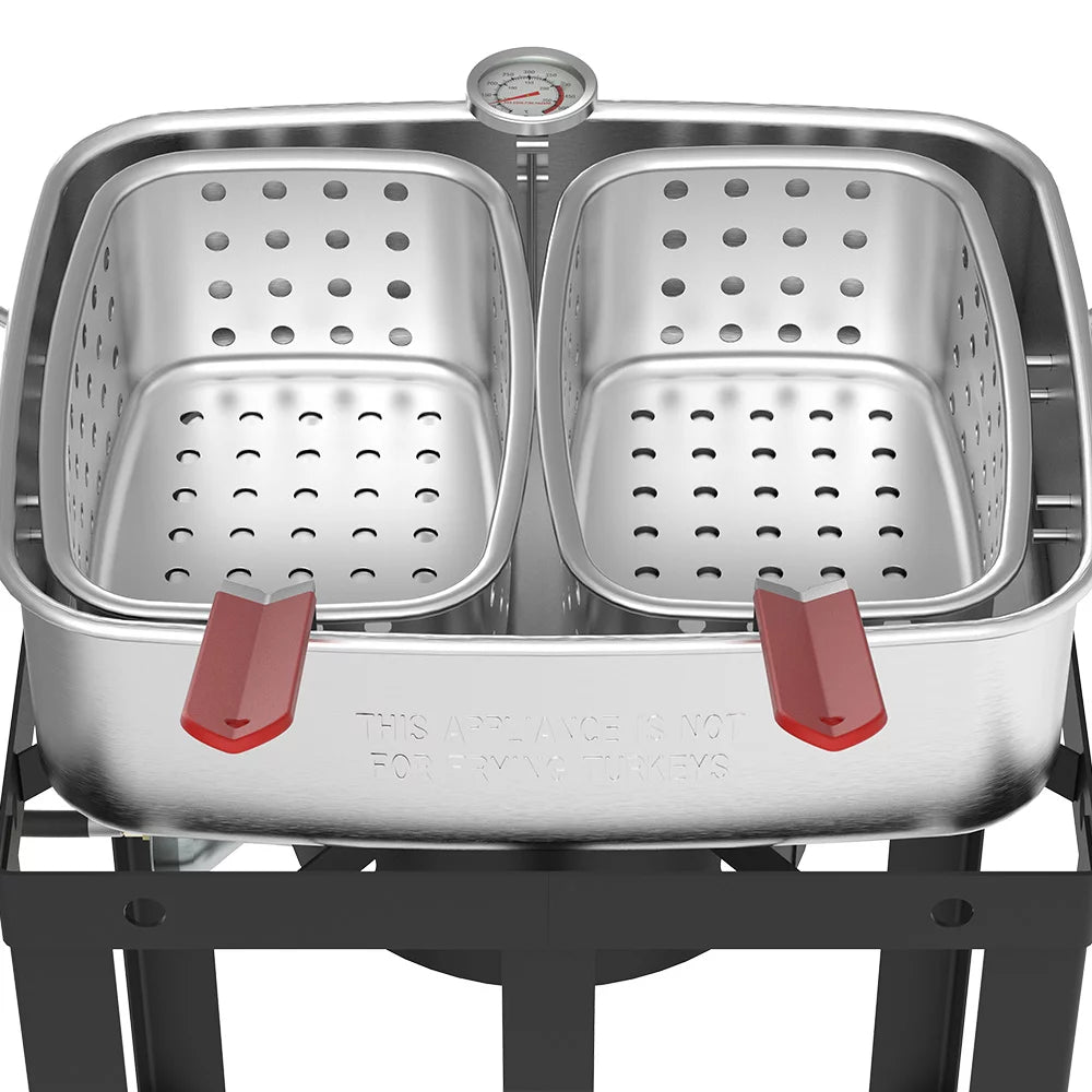 18 Qt. Aluminum Fish Fryer with Double Basket E6383