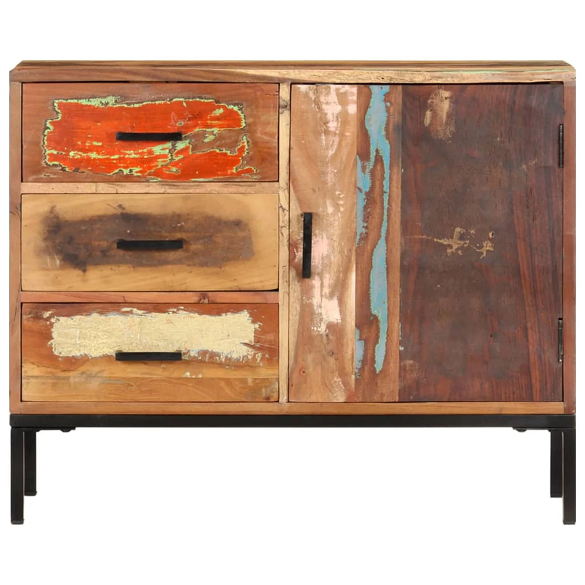 Reclaimed Wood Sideboard with Door Cabinet and 3 Storage Drawers R576