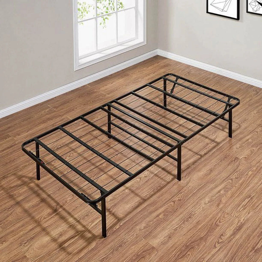 Foldable Steel Twin Platform Bed Frame, Black G982
