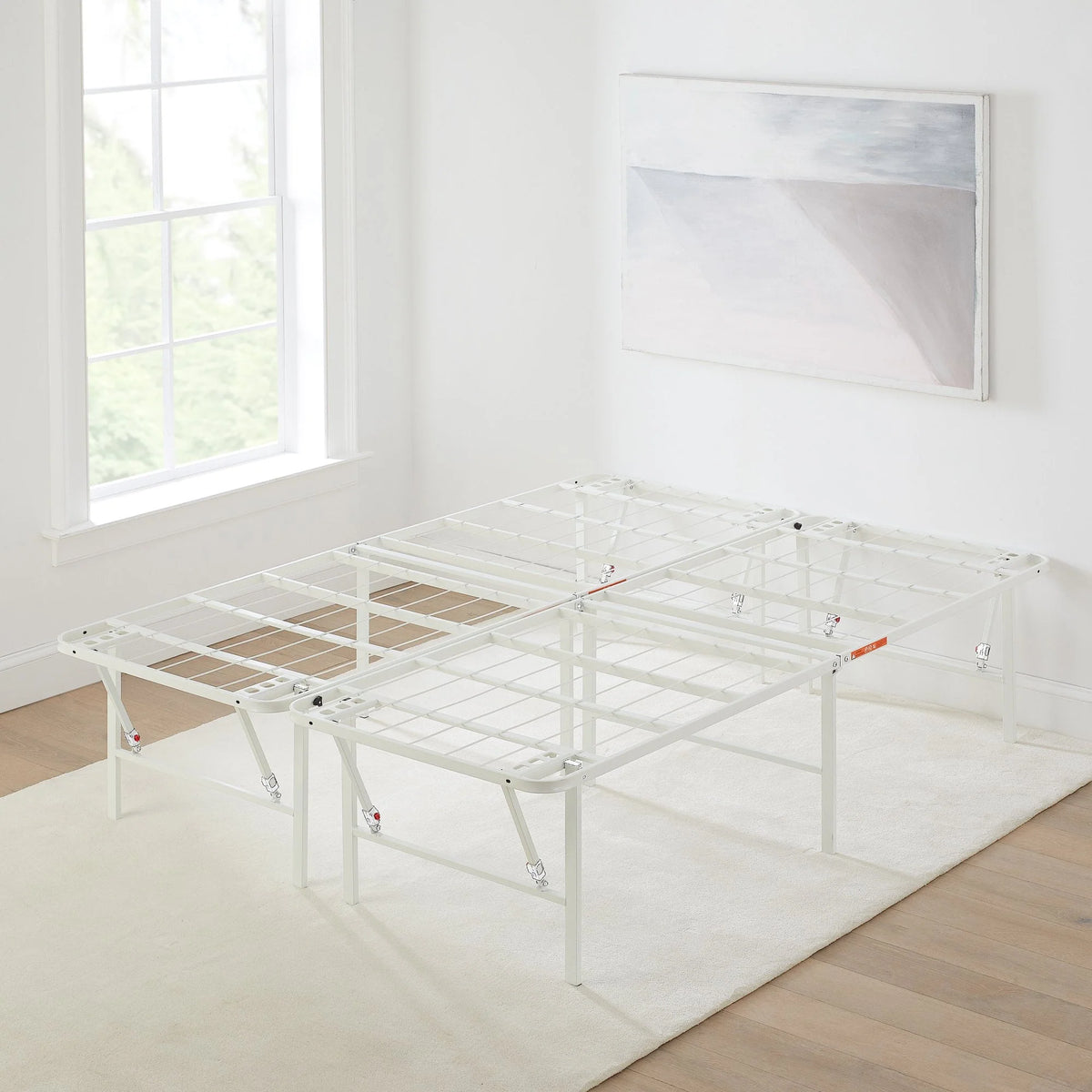 Foldable Steel Twin Platform Bed Frame, Black G982