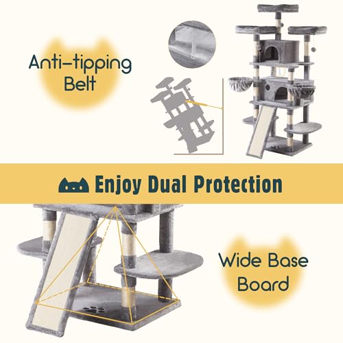 Beige Multi-Level Cat Tree with Sisal Scratching Posts M260031