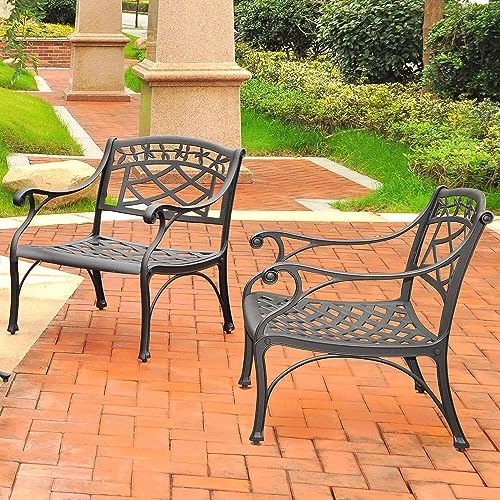 2-Piece Solid-Cast Aluminum Outdoor Conversation Set with 2 Club Chairs - Black C647555