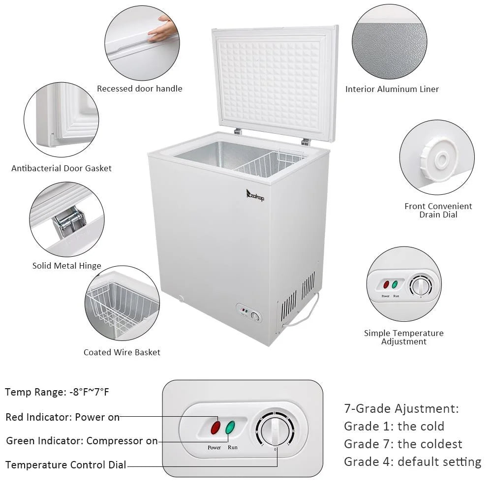 White 5.0 Cu.ft Single Door Chest Freezer U623177