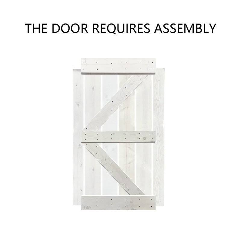 36 in. x 84 in. Gray Stained Knotty Pine Wood Interior Sliding Barn Door with Hardware Kit I1038
