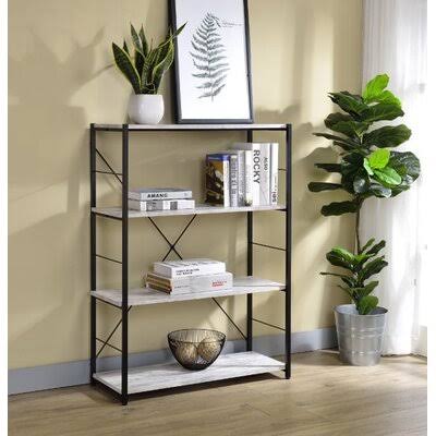 Antique White/Black 4 Shelves Bookcase B72169