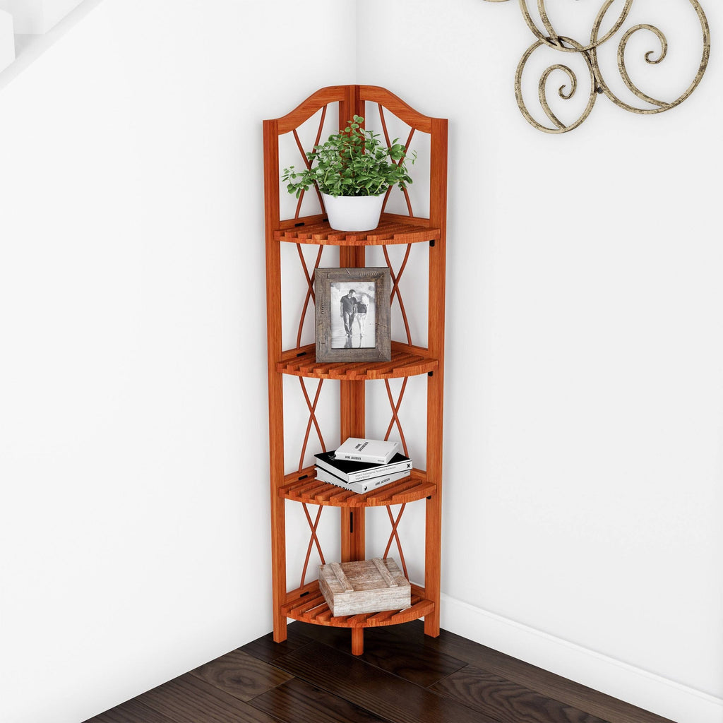 4-Tier Folding Corner Bookcase P8418