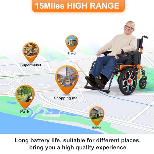 Foldable Electric Wheelchair with Dual Motor, Supports up to 330 lbs J899