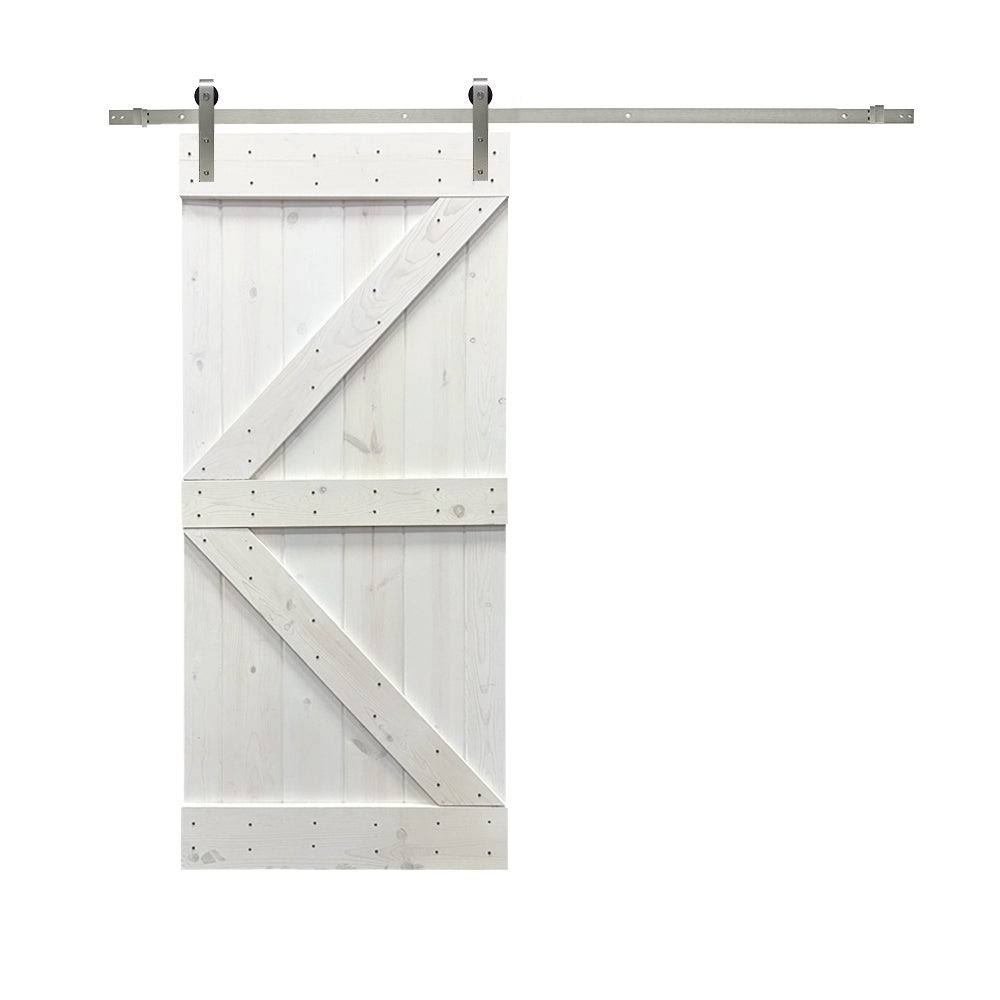 36 in. x 84 in. Gray Stained Knotty Pine Wood Interior Sliding Barn Door with Hardware Kit I1038