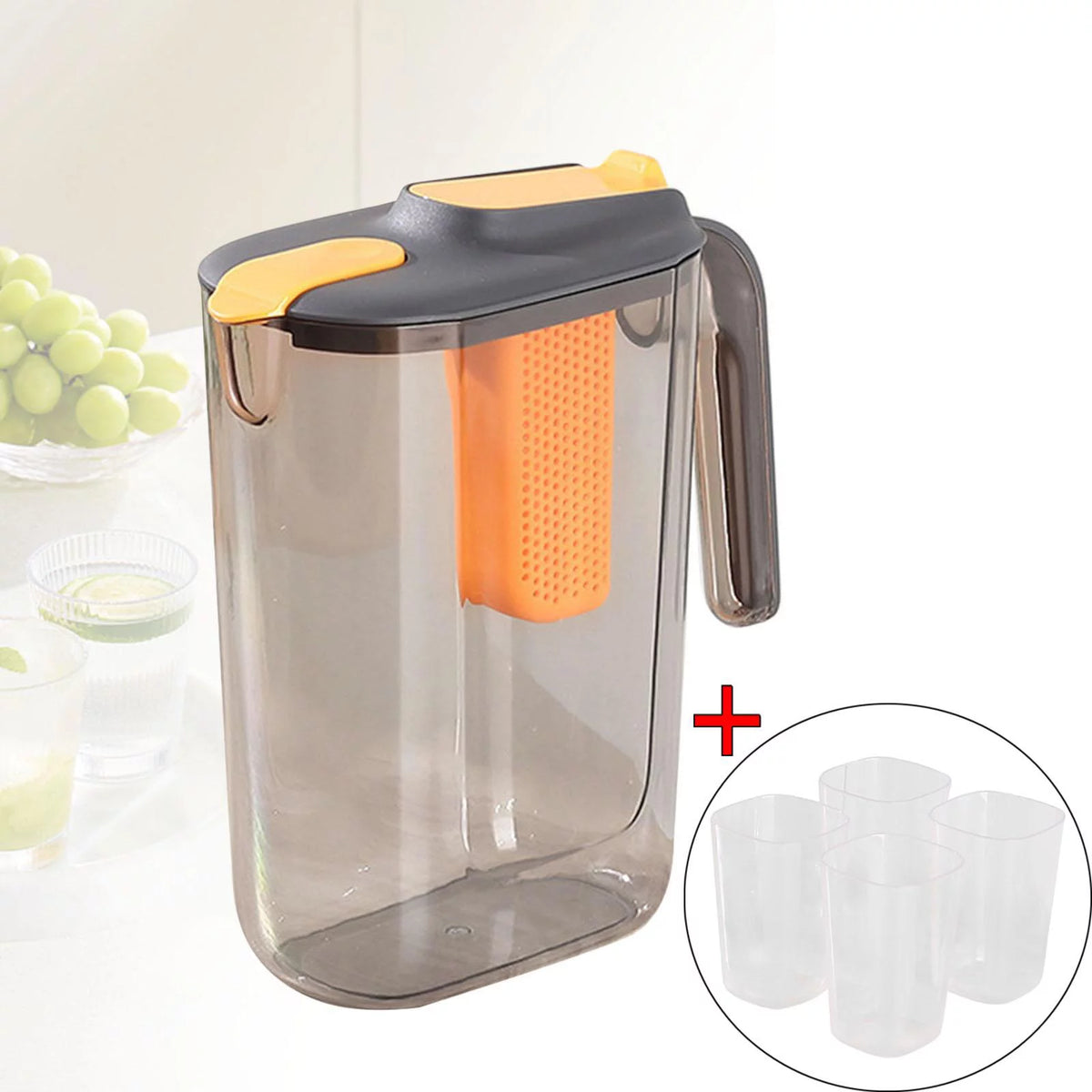 Black Ice Tea Maker Beverage Pitcher with 4 Cups L1401