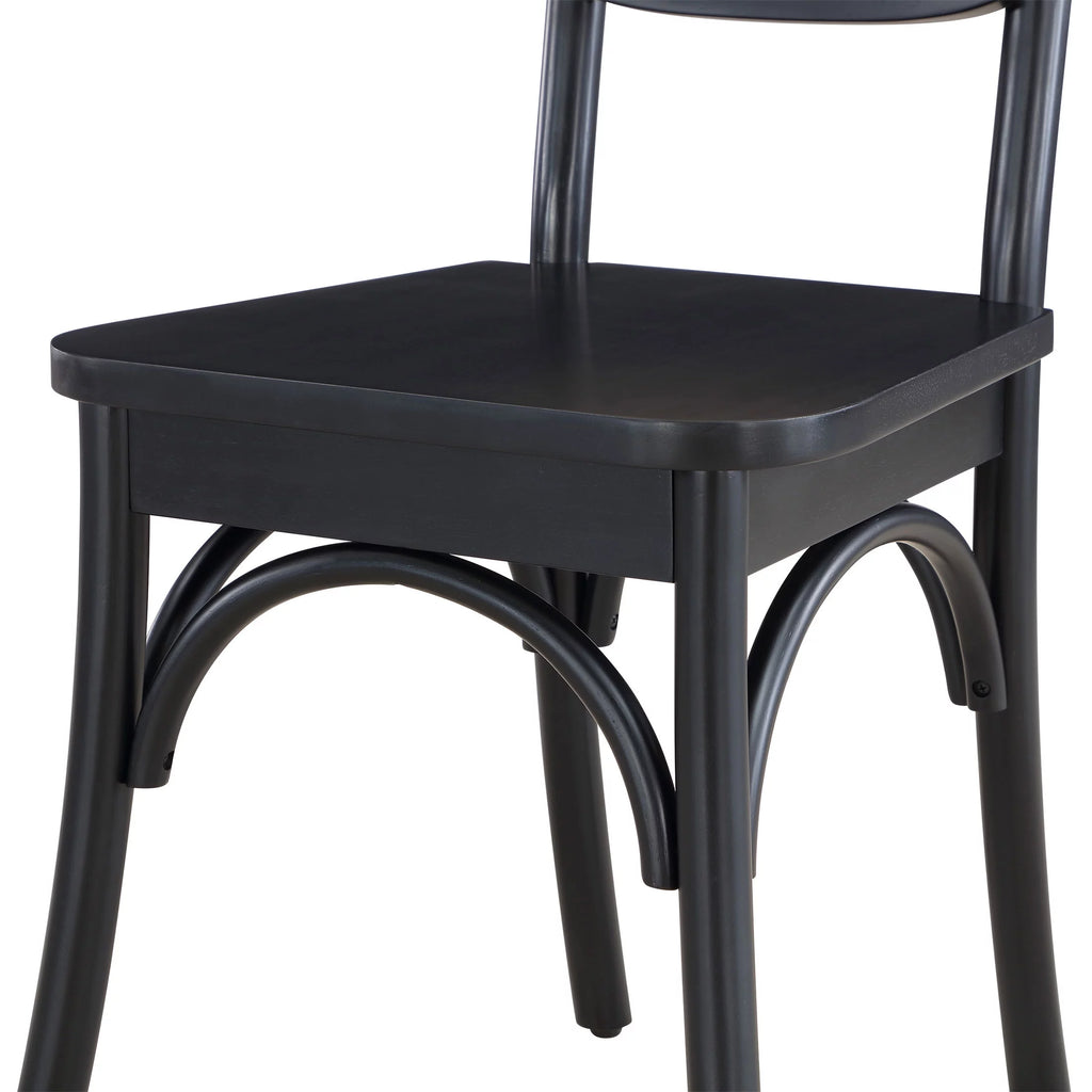 Black Rattan and Solid Wood Dining Chairs B4089