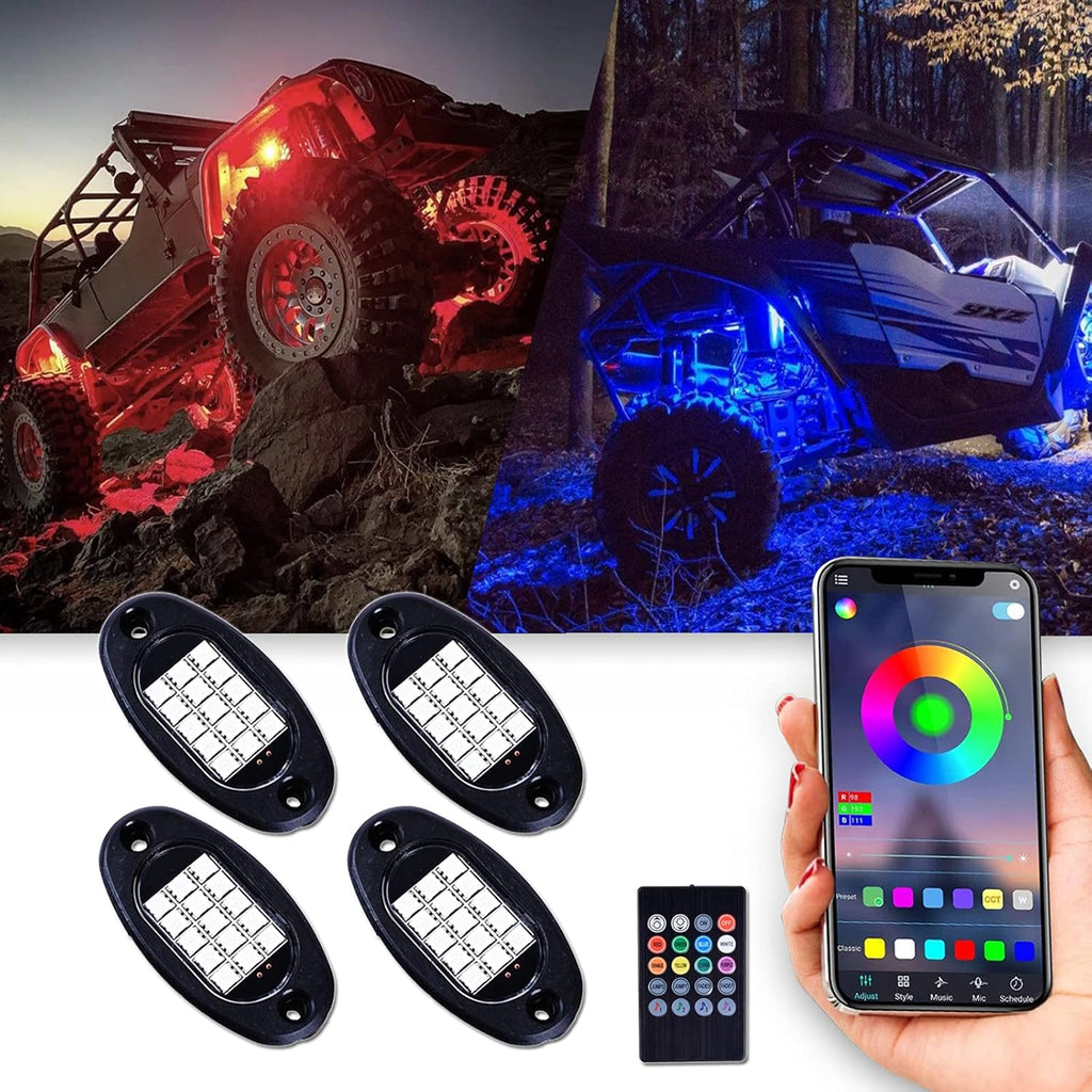 RGB LED Rock Lights 90 LEDs Multicolor Waterproof 6Pods Q50628